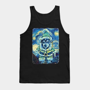 Santa Dog Van Gogh Style Tank Top